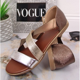 Sandalias de mujer con elástico dorado Jezzi 4