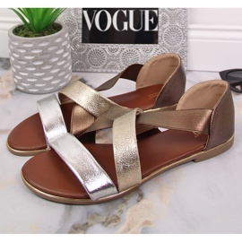 Sandalias de mujer con elástico dorado Jezzi 3