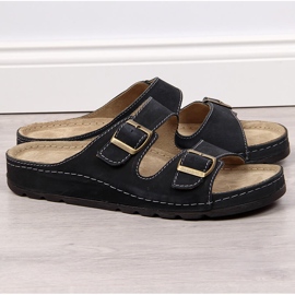 Negro Helios 813 babuchas de piel hombre cómodas negras 2