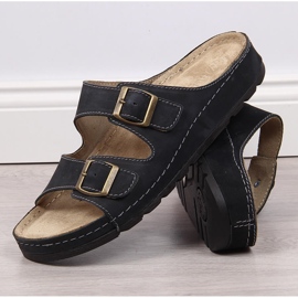 Negro Helios 813 babuchas de piel hombre cómodas negras 3