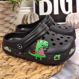 Pantuflas American Club Cokes negras con dinosaurio negro 4
