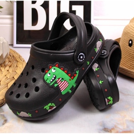 Pantuflas American Club Cokes negras con dinosaurio negro 5
