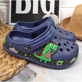 Zapatillas de estar por casa American Club azul marino con dinosaurio 5
