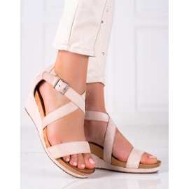 SHELOVET Sandalias de cuña rosa 1