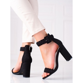 SHELOVET Sandalias de gamuza en una barra negro 2