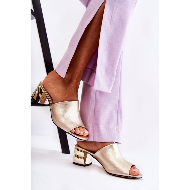 PA2 Pantuflas Mujer Piel Tacón Alto Golden Perry dorado 2