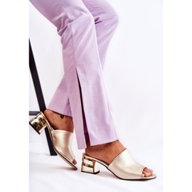 PA2 Pantuflas Mujer Piel Tacón Alto Golden Perry dorado 3