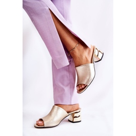 PA2 Pantuflas Mujer Piel Tacón Alto Golden Perry dorado 7