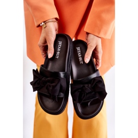 PJ1 Clásicas Pantuflas De Mujer De Piel Con Lazo Negro Dessy 7