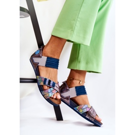Sandalias De Cuero Con Canalé Maciejka 03375 Azul 3