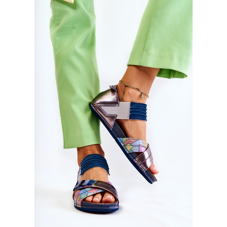 Sandalias De Cuero Con Canalé Maciejka 03375 Azul 2