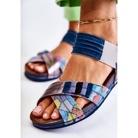 Sandalias De Cuero Con Canalé Maciejka 03375 Azul 6