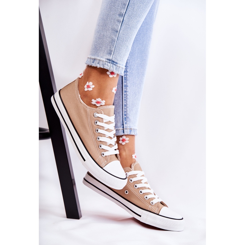 PJ1 Zapatillas Clásicas Mujer Atadas Beige Oscuro Be Mine 2