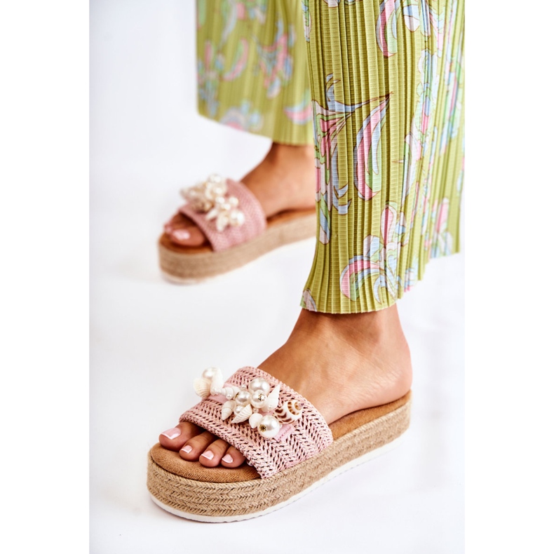 PS1 Pantuflas De Mujer Con Plataforma Con Conchas Rosa Tolia 1