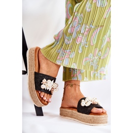 PS1 Pantuflas De Mujer En La Plataforma Con Conchas Negro Tolia 1