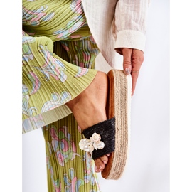 PS1 Pantuflas De Mujer En La Plataforma Con Conchas Negro Tolia 3