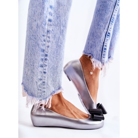 PH1 Bailarinas De Mujer De Goma Con Lazo Florete Plateado plata 1