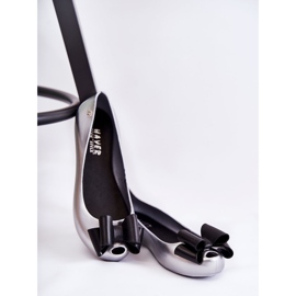 PH1 Bailarinas De Mujer De Goma Con Lazo Florete Plateado plata 2