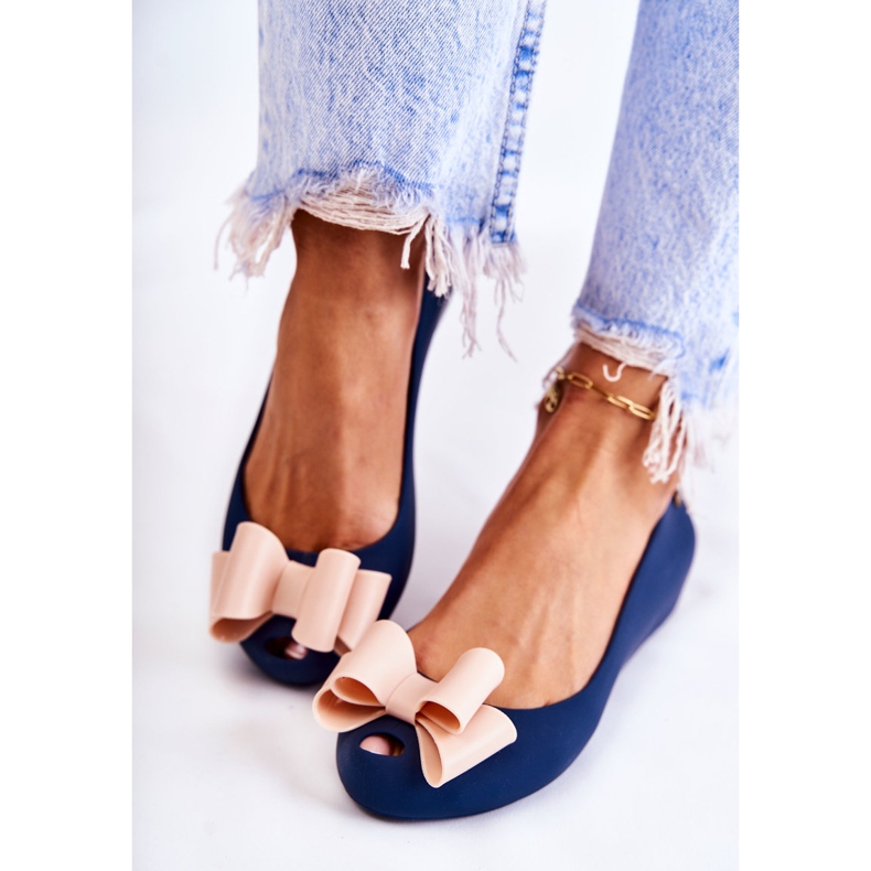 PH1 Bailarinas Mujer De Goma Con Lazo Florete Azul Marino 1