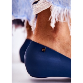 PH1 Bailarinas Mujer De Goma Con Lazo Florete Azul Marino 6