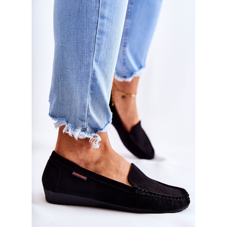 PH1 Mocasines Mujer Ante Cuña Negro La Cava 1