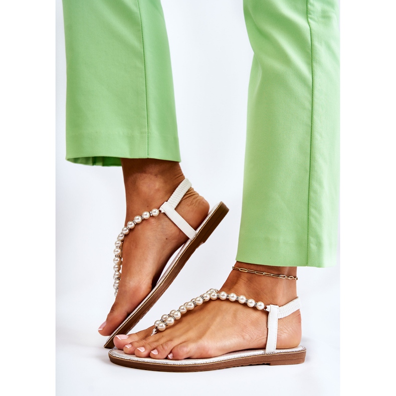 PG1 Sandalias De Moda Chanclas Con Perlas Blanco Isalia 2 PG1 Sandalias De Moda Chanclas Con Perlas Blanco Isalia 2