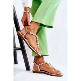 PG1 Sandalias De Moda Chanclas Con Perlas Oro Rosa Isalia dorado 1