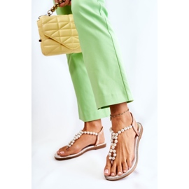 PG1 Sandalias De Moda Chanclas Con Perlas Oro Rosa Isalia rosado dorado 5