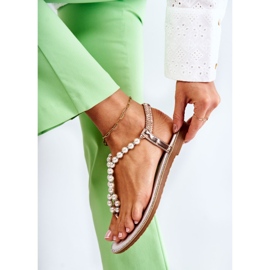 PG1 Sandalias De Moda Chanclas Con Perlas Oro Rosa Isalia rosado dorado 4