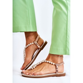 PG1 Sandalias De Moda Chanclas Con Perlas Oro Rosa Isalia rosado dorado 6