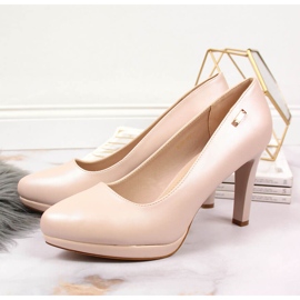 Bombas en la plataforma perla rosa claro Sergio Leone beige rosado 4