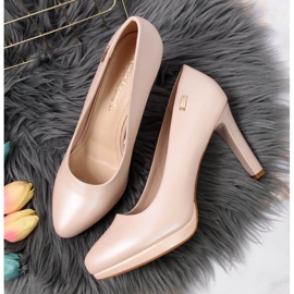Bombas en la plataforma perla rosa claro Sergio Leone beige rosado 5