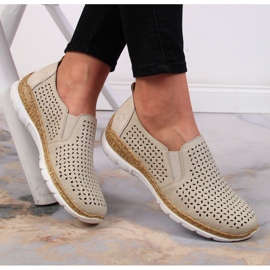 Zapatos mujer piel calada beige Rieker N4251-60 5