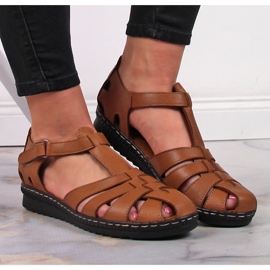 Sandalias de mujer de piel marrón con velcro T.Sokolski 7