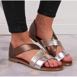 Sandalias de mujer con elástico dorado Jezzi 7
