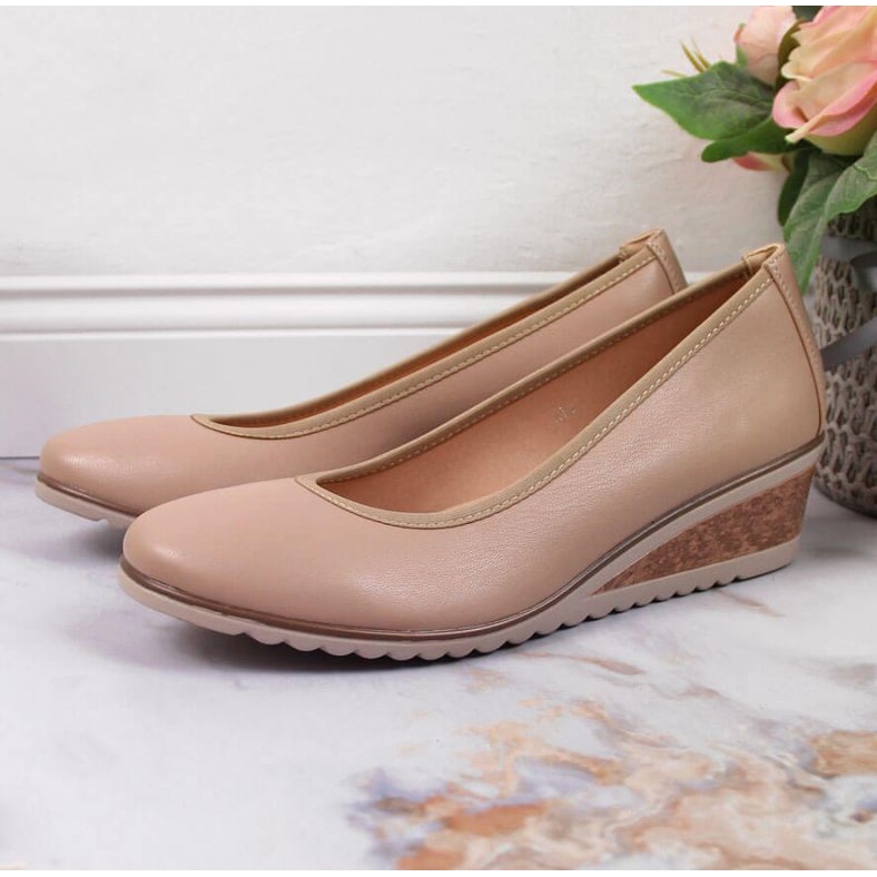 Zapatos de salón con cuña beige W Vinceza 2