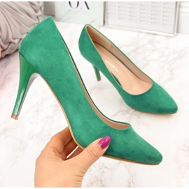 Zapatos de salón con tacón de aguja en ante verde W Sergio Leone 2