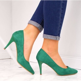 Zapatos de salón con tacón de aguja en ante verde W Sergio Leone 3
