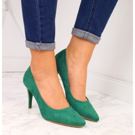 Zapatos de salón con tacón de aguja en ante verde W Sergio Leone 7