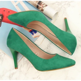 Zapatos de salón con tacón de aguja en ante verde W Sergio Leone 11
