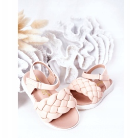 Sandalias de niñas con trenza rosa 6