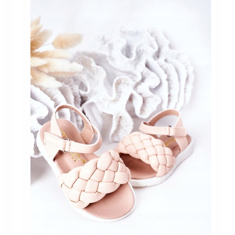 Sandalias de niñas con trenza rosa 6