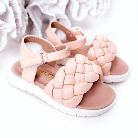Sandalias de niñas con trenza rosa 3