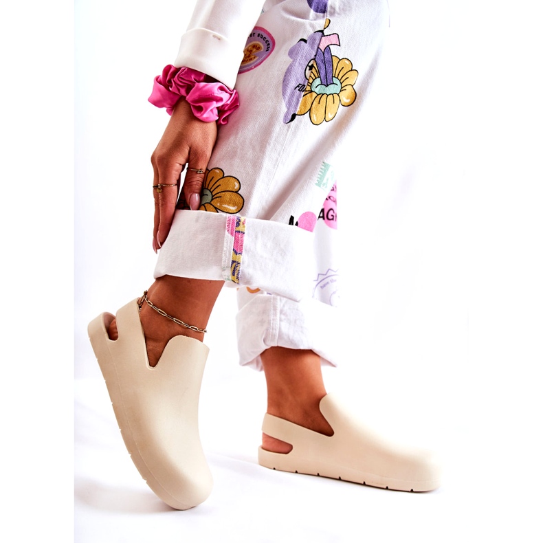 FS1 Zuecos De Goma De Moda Beige Claro Meriko 4 FS1 Zuecos De Goma De Moda Beige Claro Meriko 4
