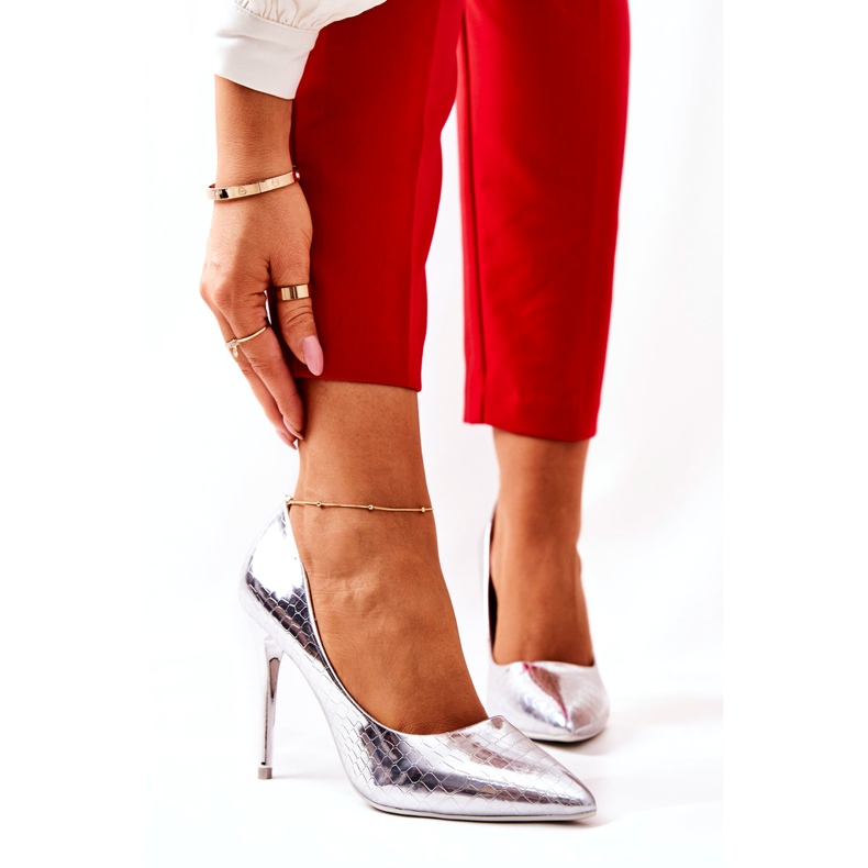 WS1 Alfileres plateados con motivo de serpiente Tissoria plata 1