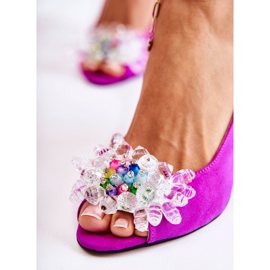 PA2 Sandalias De Bombas De Gamuza De Moda Con Decoración Fucsia Meriss rosado 2