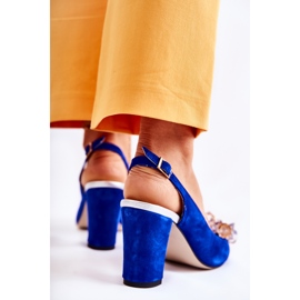 PA2 Sandalias De Bombas De Gamuza De Moda Con Cristales Azul Marino Nolissa 4