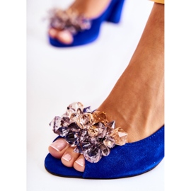 PA2 Sandalias De Bombas De Gamuza De Moda Con Cristales Azul Marino Nolissa 2