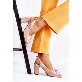 PA2 Sandalias De Bombas De Gamuza De Moda Con Decoración Beige Meriss 4