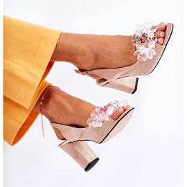 PA2 Sandalias De Bombas De Gamuza De Moda Con Decoración Beige Meriss 7